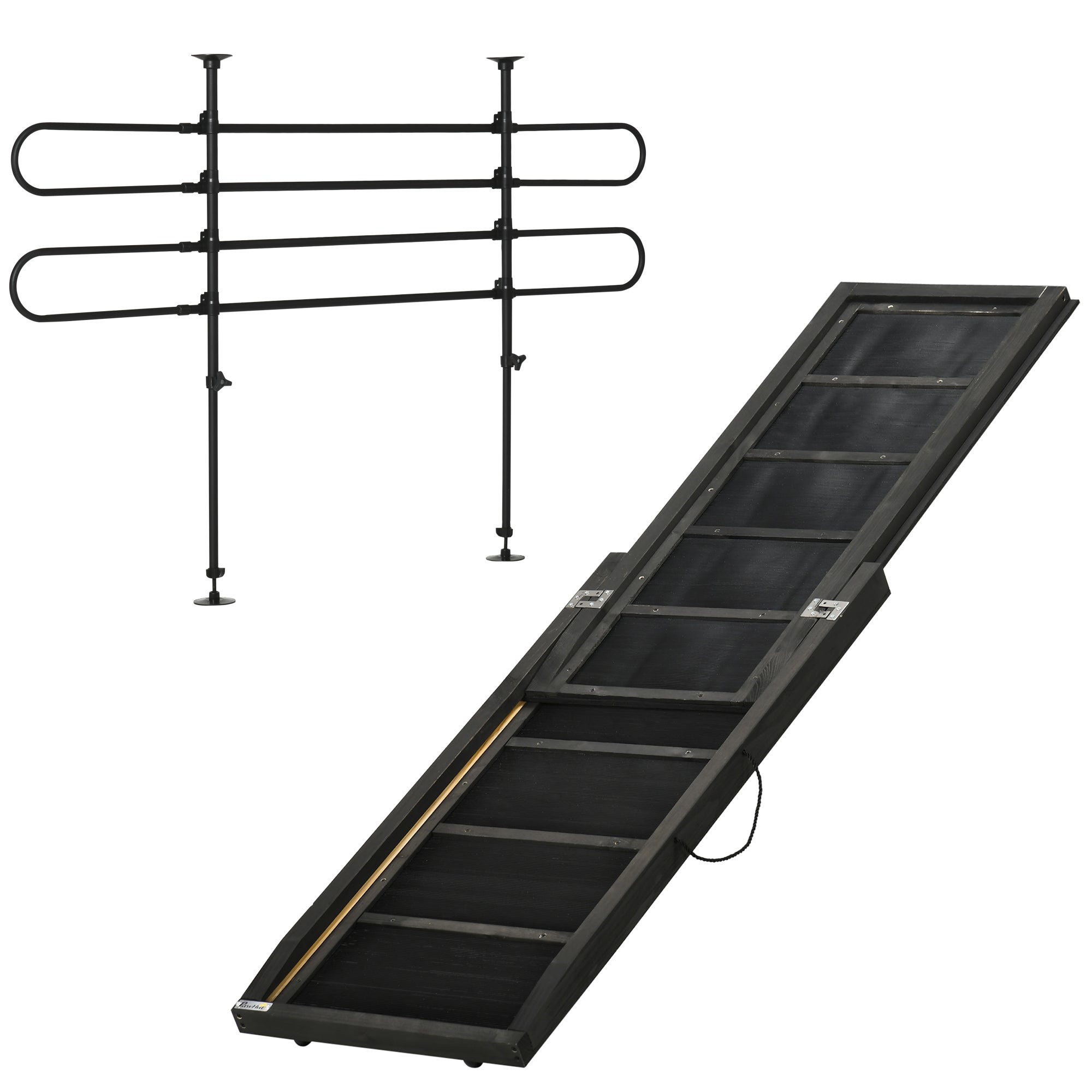 Rampa Per Animali Domestici Regolabile 30-60 Cm - Legno Pieghevole Antiscivolo Per Letti E Auto