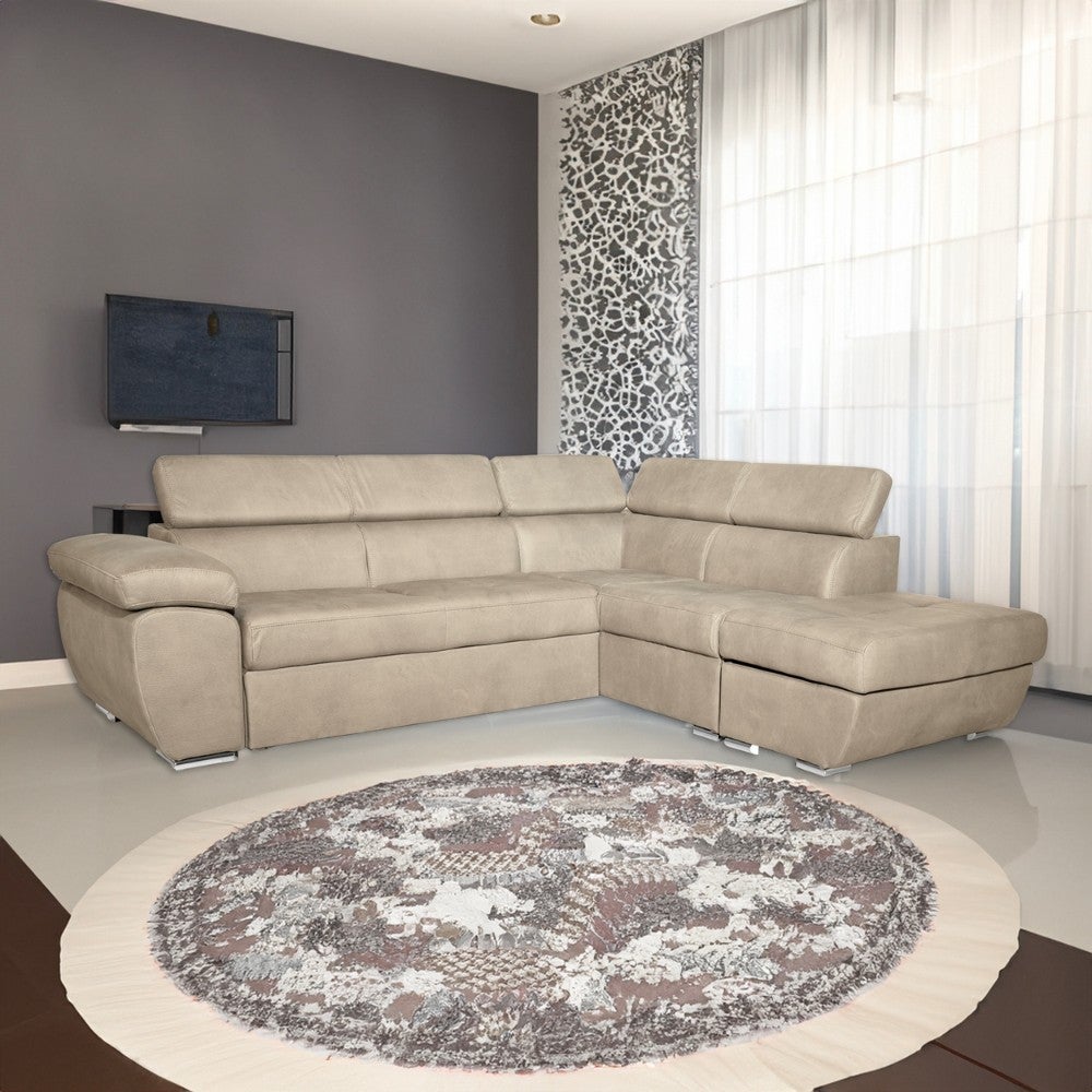 Divano angolare con penisola destra tessuto colore cappuccino