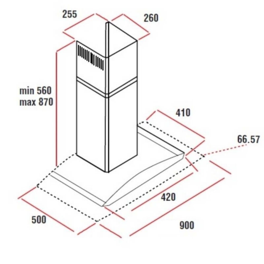 Cappa inox da parete 90 cm MEGA90 Samet - 3