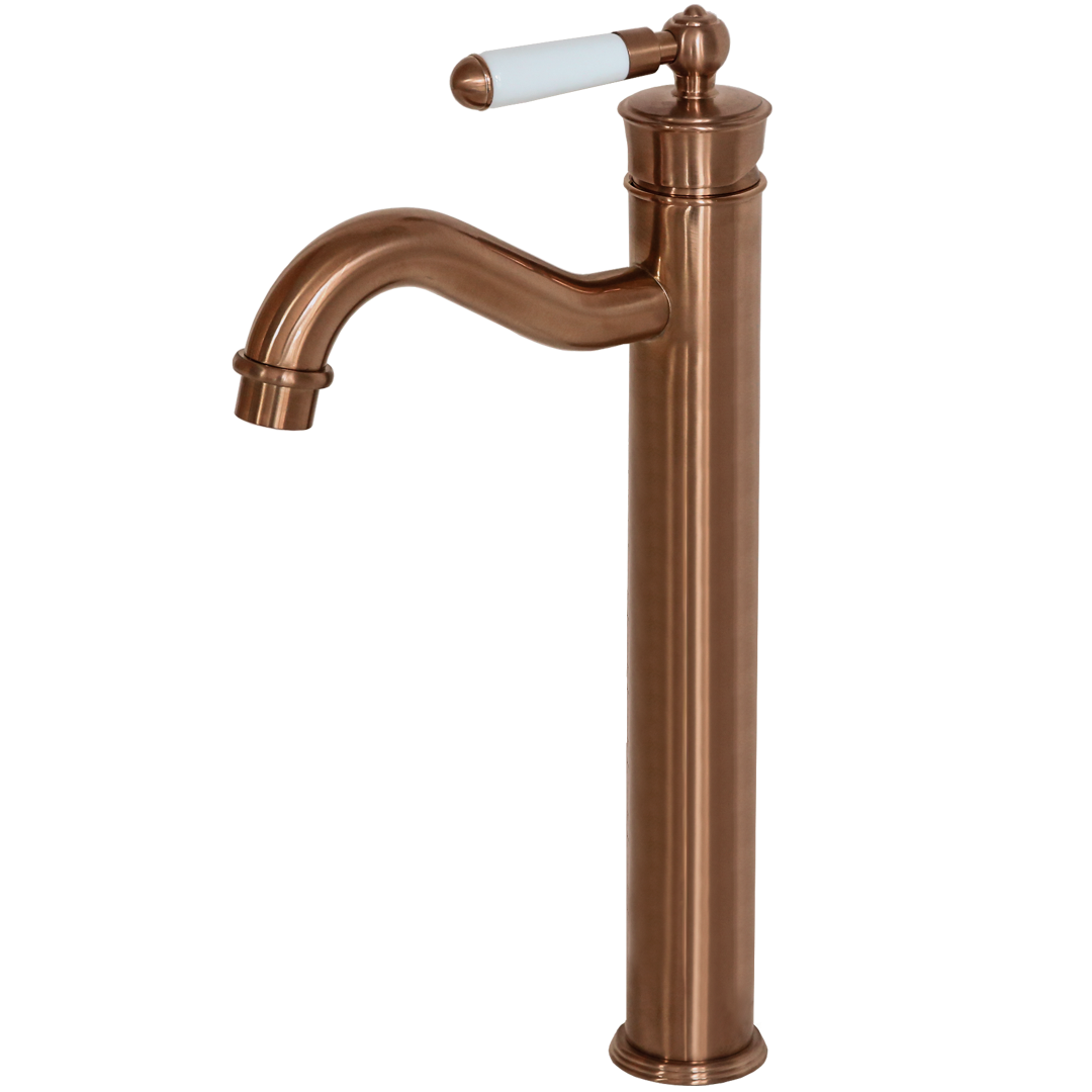 Leeds bateria umywalkowa wysoki retro szczotkowany miedź