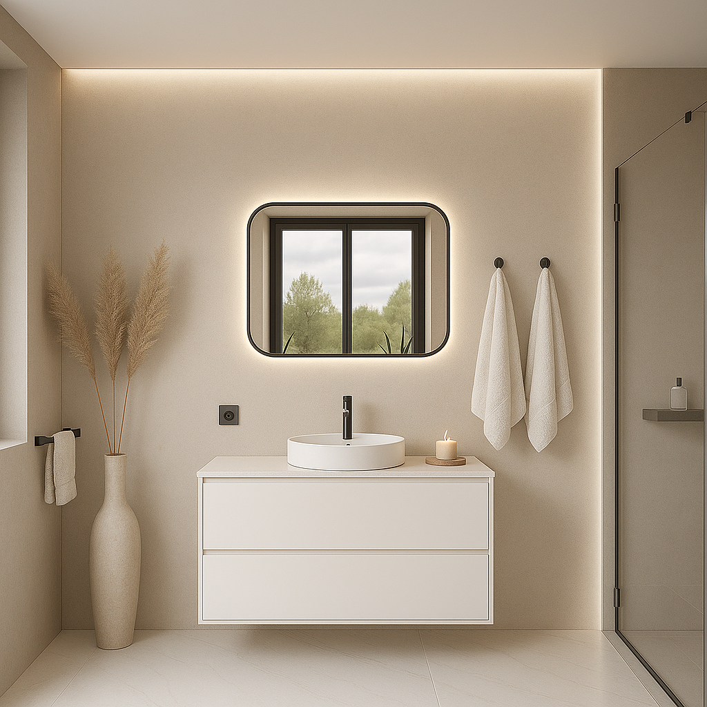 TENDER LINE LED lustro w czarnej ramie z oświetleniem LED 80 x 60 cm