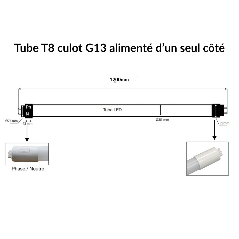Kit de Réglette LED IP65 + Tube Néon LED 120cm T8 18W - Blanc Neutre 4000K - 5500K - SILAMP - 5