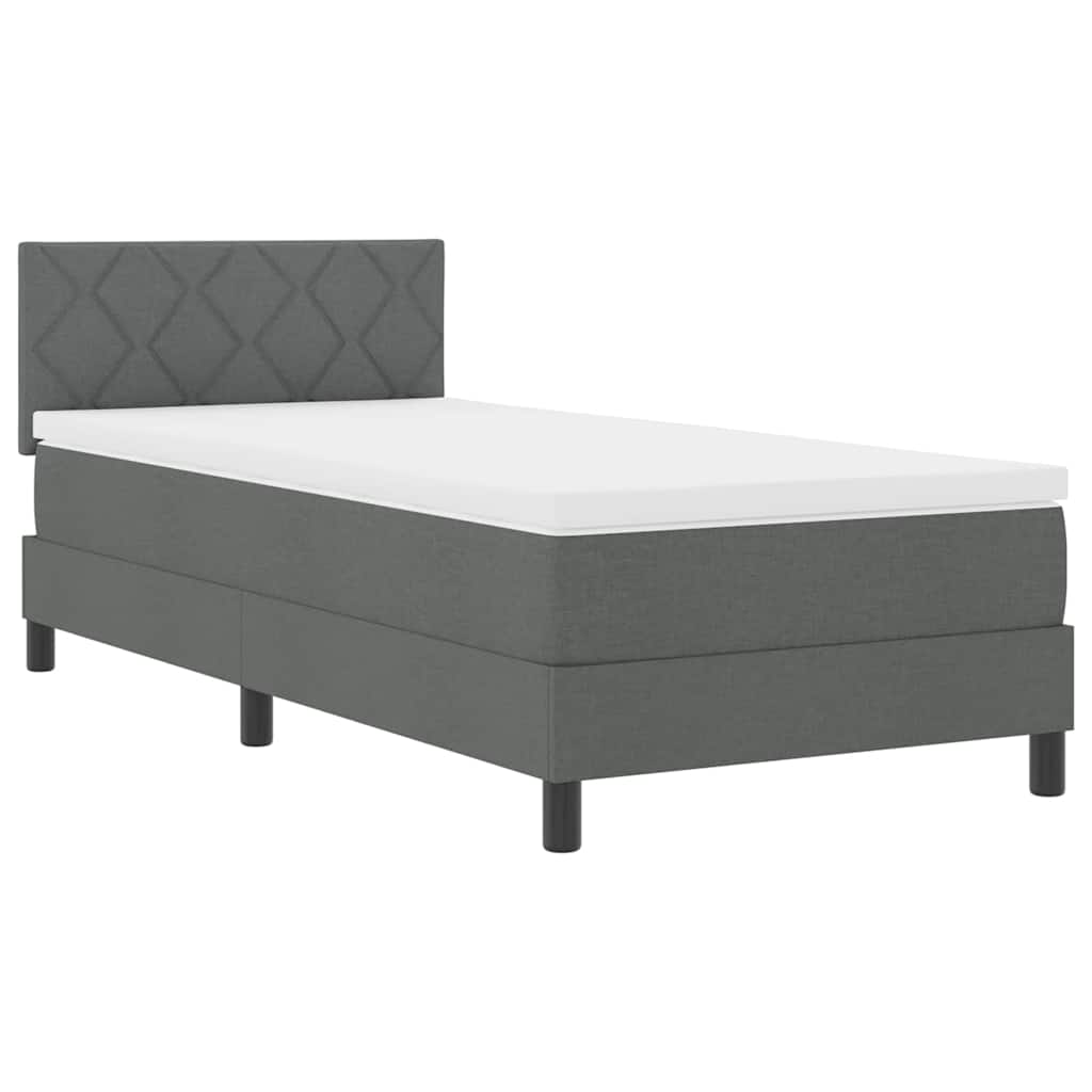 Cadre de lit avec matelas Gris foncé 90 x 200 cm tissu - 2