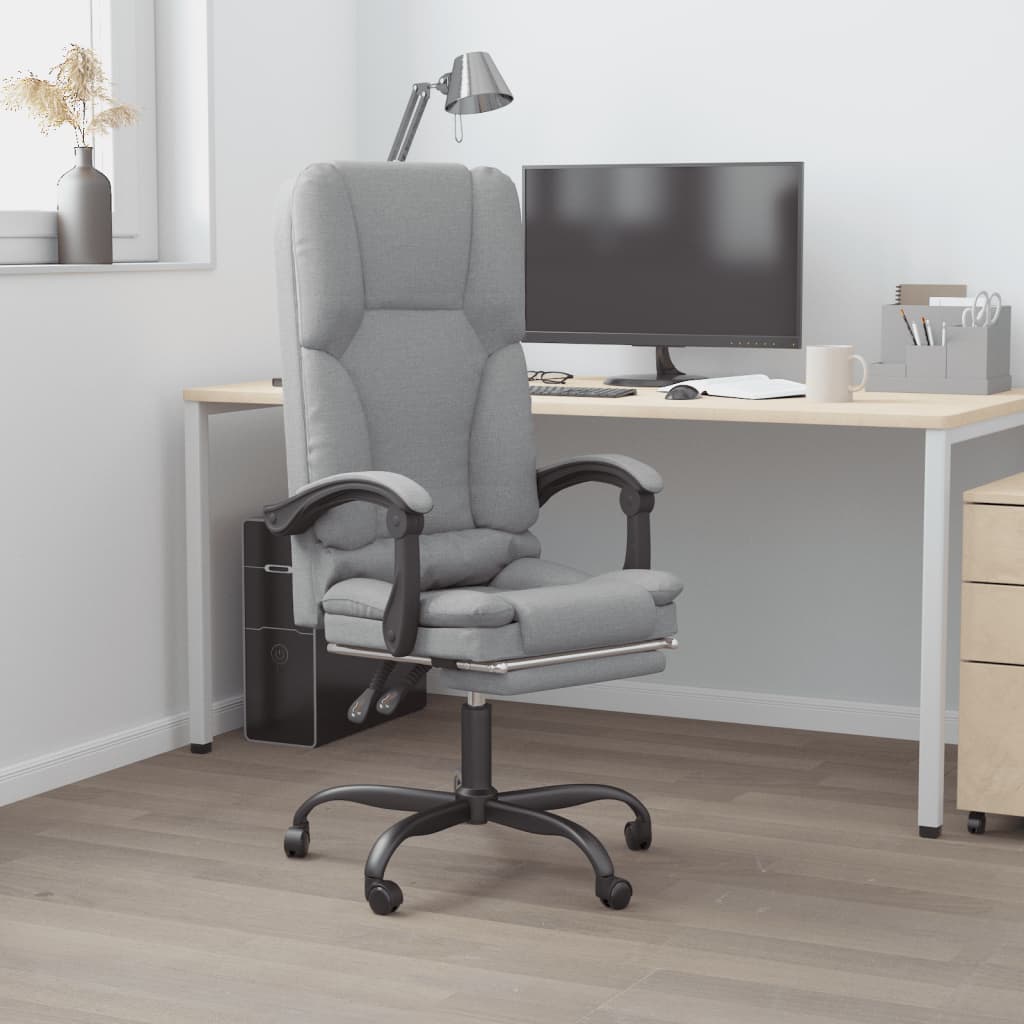 Vidaxl  Silla De Oficina Reclinable Con Masaje De Tela Gris/Claro , Leroy Merlin