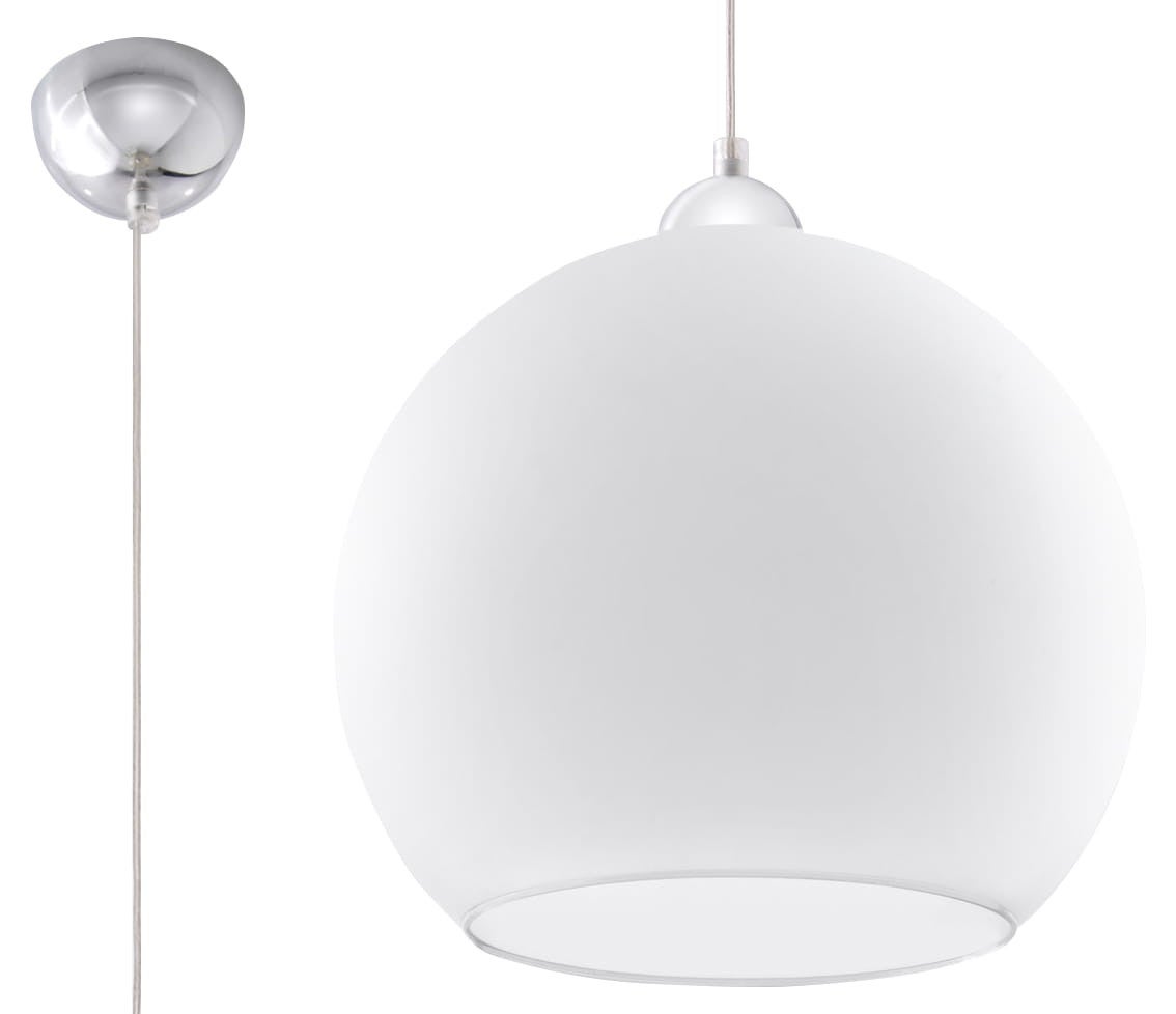 Lampa sufitowa wisząca Ball chromowana-biała 1xE27x60W wym: 80 x 30 x 30 cm szkło Sollux Lighting