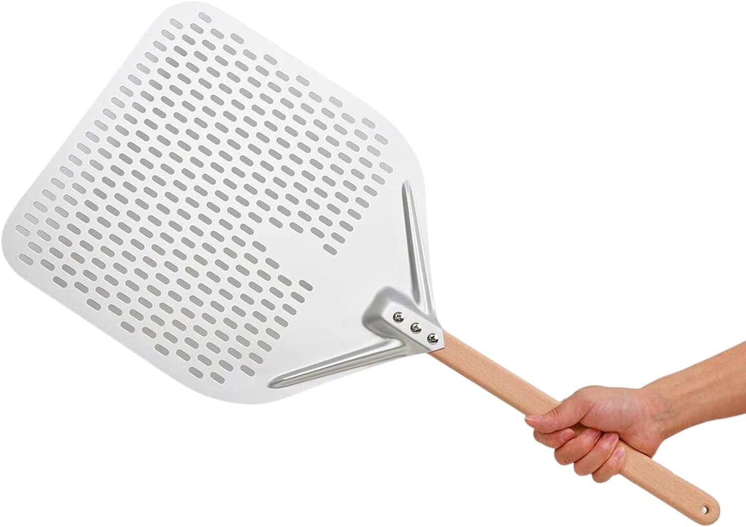 Honsdom Pala per Pizza 30cm, Pala Pizza Corta Forata in Alluminio Anodizzato Duro, Pala per