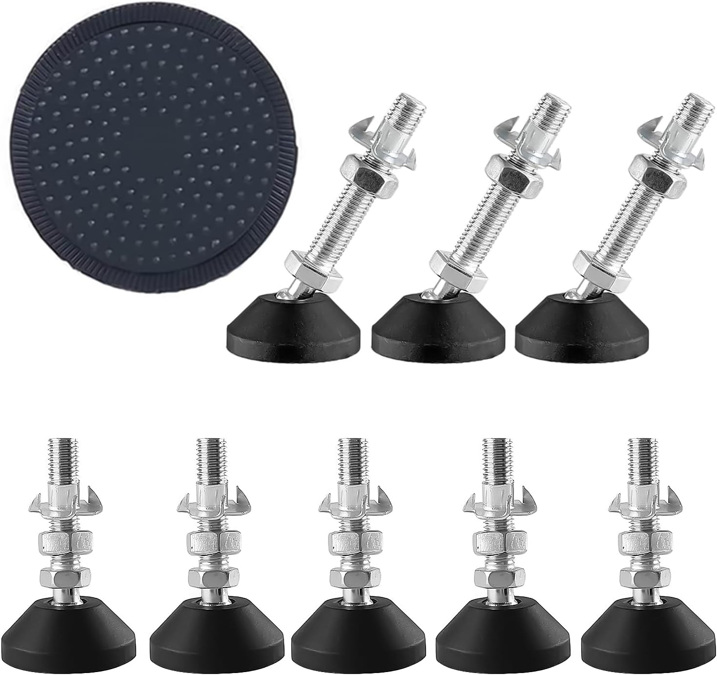 8 buc picioare reglabile M10×30mm Ø40mm, șuruburi de reglare, înclinare maximă 20°, suporturi pentru mobilă