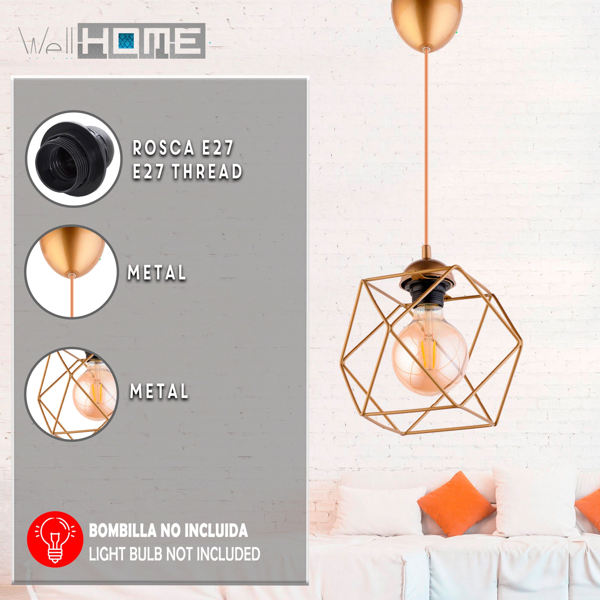 Plafoniera da 75 cm. Colore invecchiato. Tipo E27 max 60w - 2