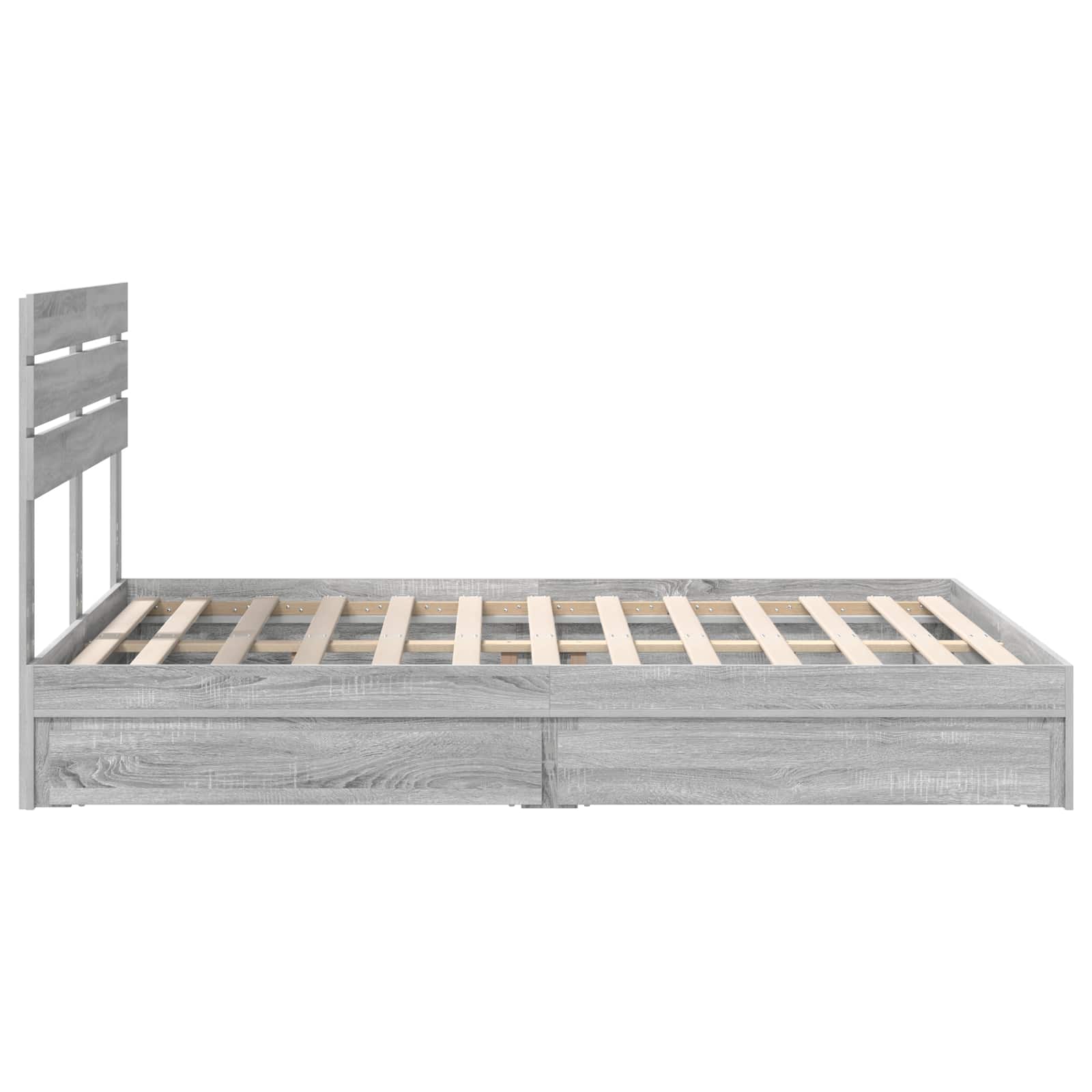 Lit avec rangement, panneau de bois, gris, pour la chambre, 160 × 200 cm - 9