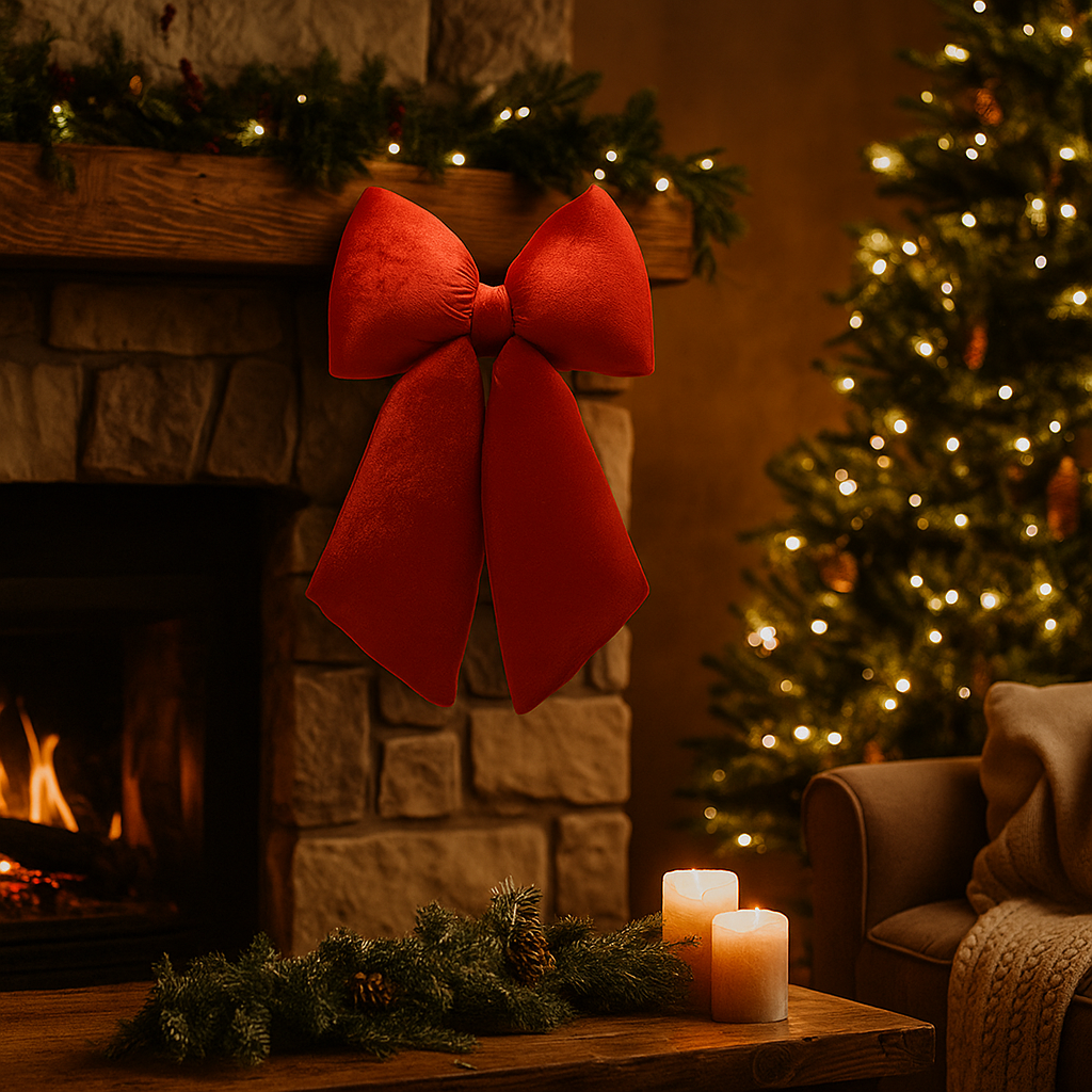 Nœud Décoratif Extra Large Pour Sommet De Sapin De Noël - 380 X 80 Cm - Rouge - Pour Mariage