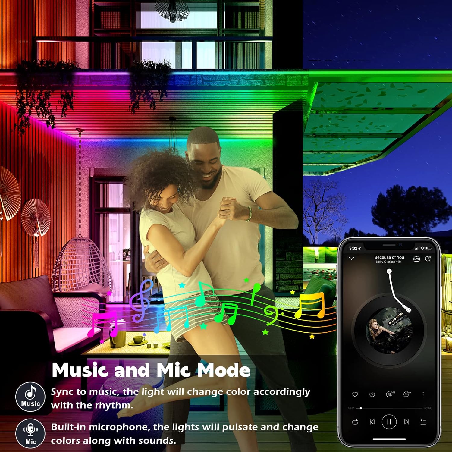 （30M） Ruban LED Extérieur, Etanche IP65, Bande Lumineuse LED Exterieur, Etanche avec Télécommande APP, Synchronisation Musique RGB. - 4