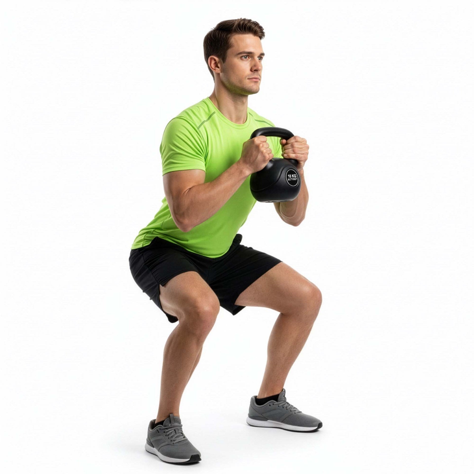 Kettlebell para exercício, haltere 10 kg ACTIGET, kettlebell de treinamento ABS, bola preta - 3