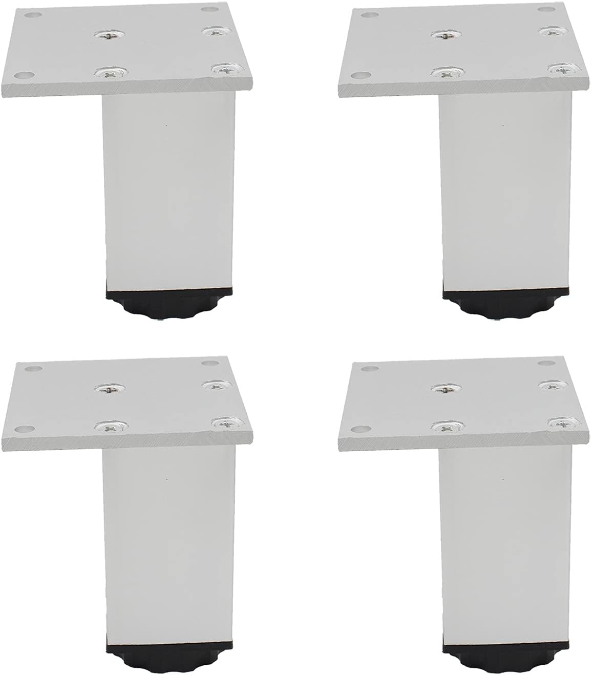 Nogi meblowe aluminiowe regulowane, zestaw 4 szt., do mebli, sof i stołów, srebrne, 6 cm (regulowane od 60 do 78 mm)