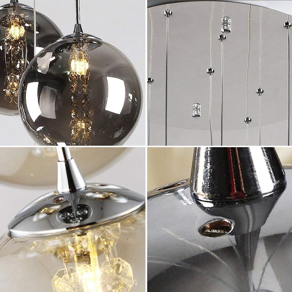 NETTLIFE Suspension verre gris Diam.41 cm G9 lustre 10 lampes en couleur lampe de salon lampe de chambre lampe de table à manger lampe de couloir - 5