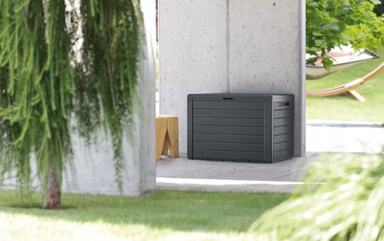 PROSPERPLAST Baul de jardin 190 litros Prosperplast Woodebox de plastico en color antracita 78 x 43,3 x 55 cm - 8