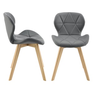 Set di 2 sedie in ecopelle 81 x 57 x 49 cm grigio 03_0006758 ...