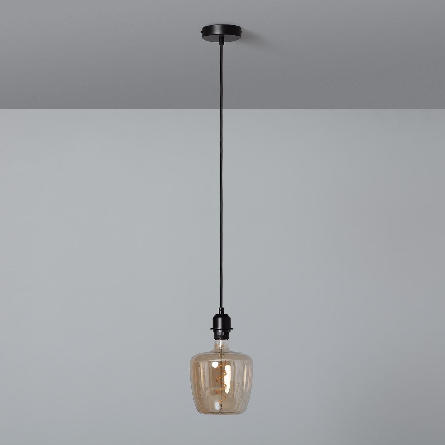 Lampe Suspendue Câble Textile Naturel Noir Naomie, Noir, Fer,Textile, E27, IP20, 1500 mm x Ø100 mm - 4