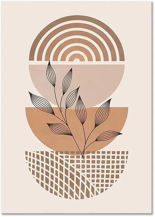 3 Boho Tableau Decoration Murale Terracotta Affiche Art Géométrique Visage Femme Abstrait Poster Plante30x40cm - 5