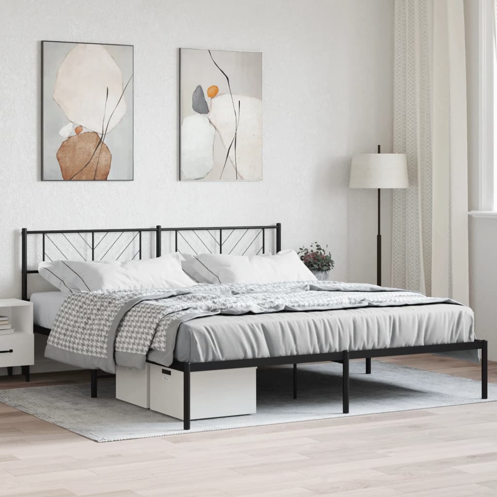 Maison exclusive - estructura cama sin colchón con cabecero metal negro 183x213 cm