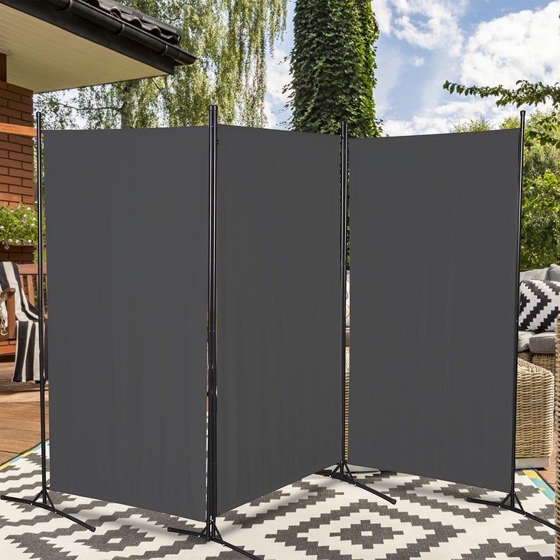 Paravento Divisorio Con Rotelle Ansobea - 5 Pannelli 284x181 Cm - Antracite - Foto 3