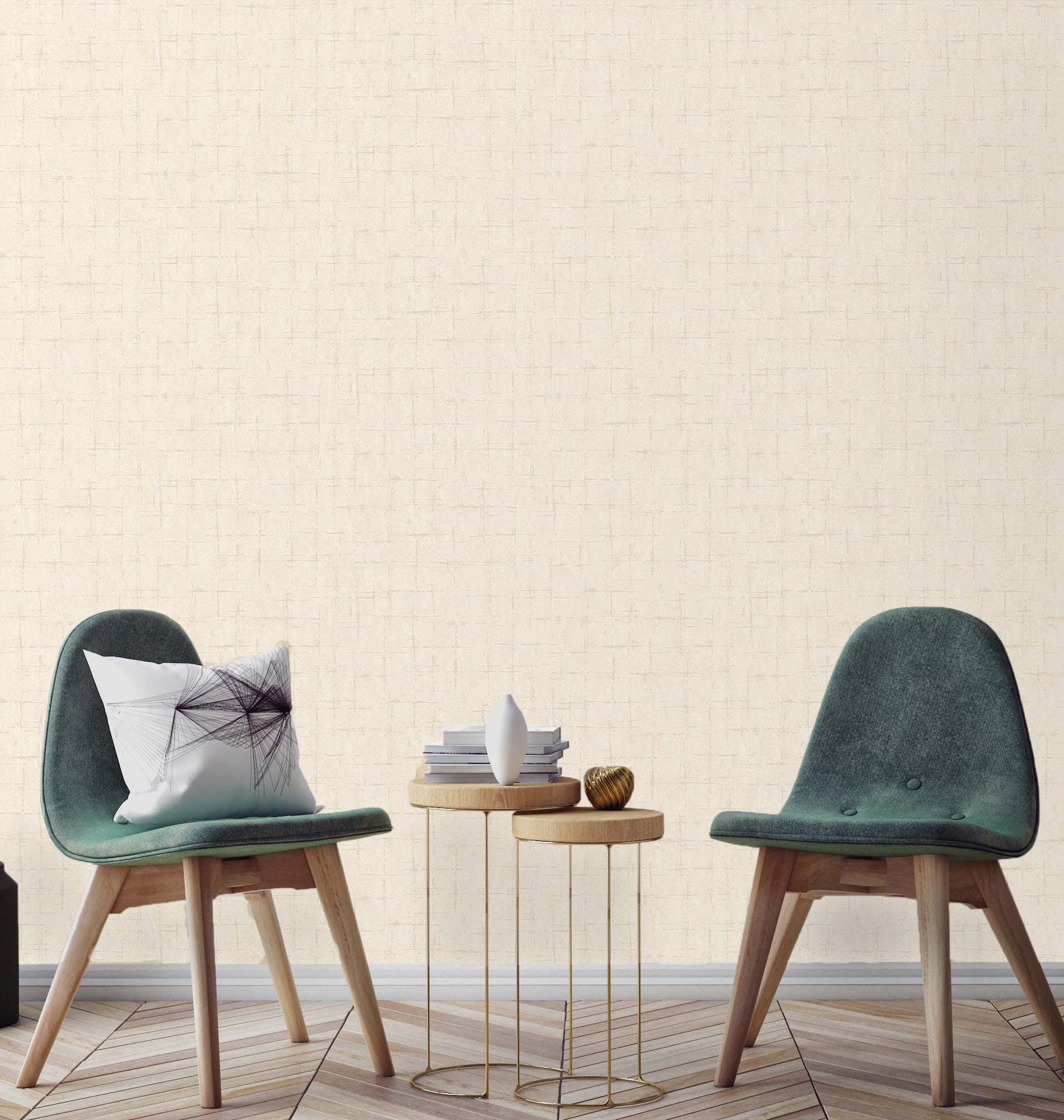 Papel pintado vinílico moderno beige con textura y toques metalizados en relieve - moma lines 679143 de gaulan - rollo de 10 m x 1,06 m