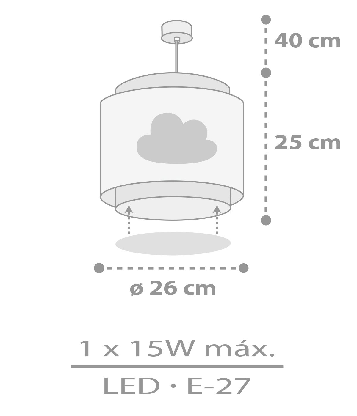 LAMPADA A SOSPENSIONE PER BAMBINI BABY DREAMS GREY - 6