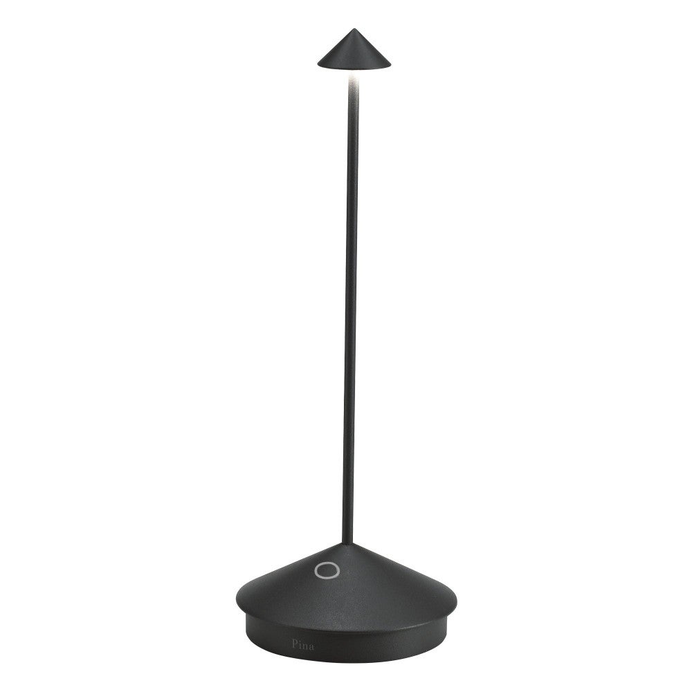 Pina Pro lampa stołowa LED, matowa czerń, akumulatorowa, ściemnialna, szafranowa, IP54, czas pracy 12h