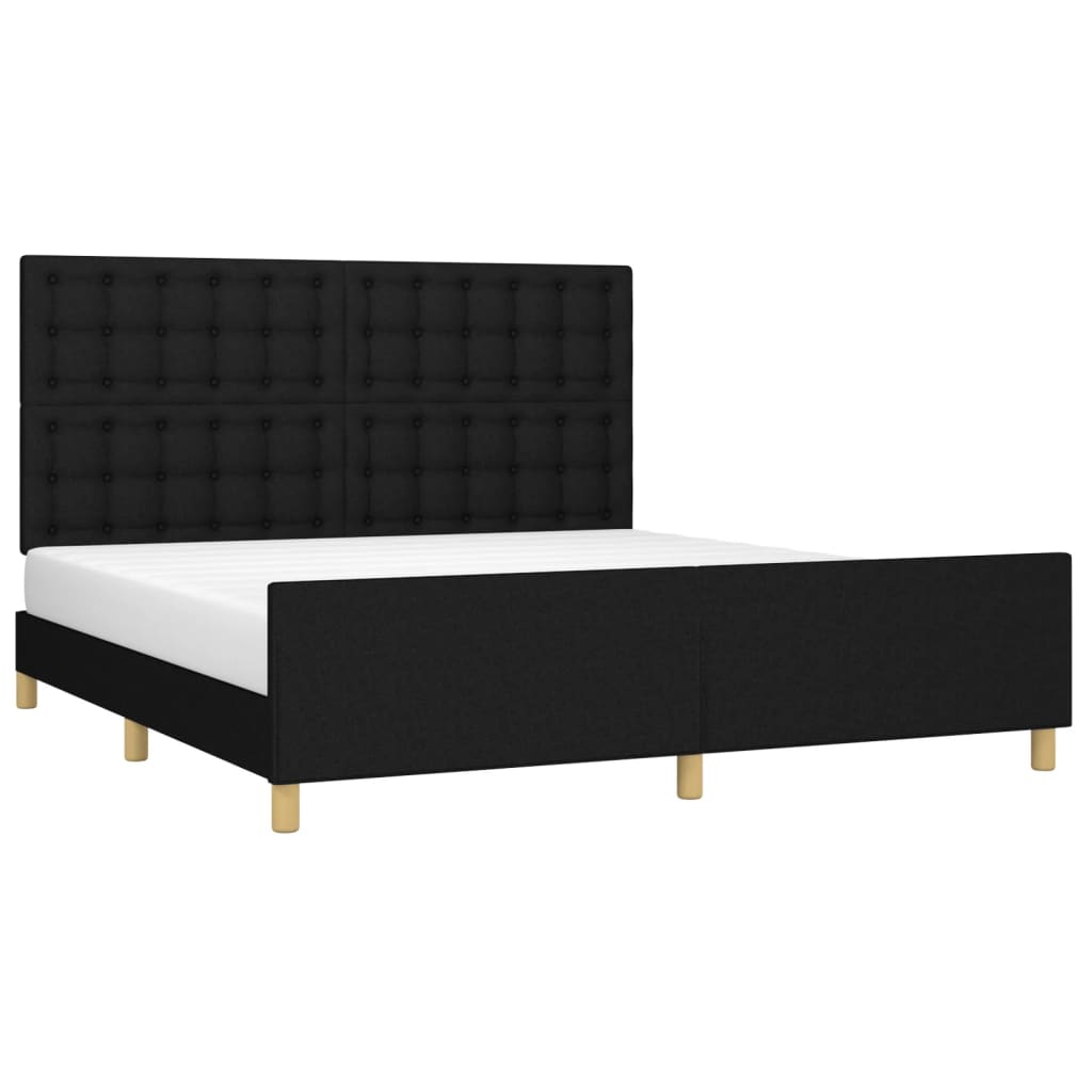 Cadre de lit sans matelas noir tissu - 3