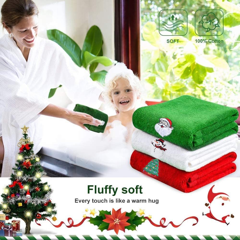 Set di asciugamani natalizi da 25x16 pollici, asciugamani da bagno natalizi in cotone 100% per il bagno, decorazioni natalizie - Confezione da 3 - 7