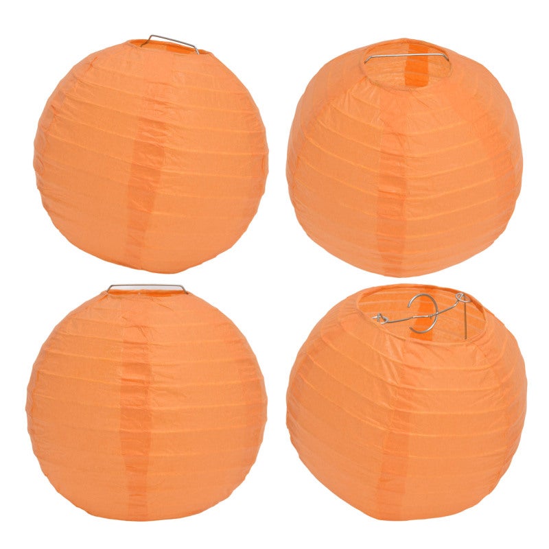 Lot de 10 lanternes chinoises rondes en papier de 15 cm (6 pouces), lanternes suspendues festives pour mariage et fête (orange). - 7