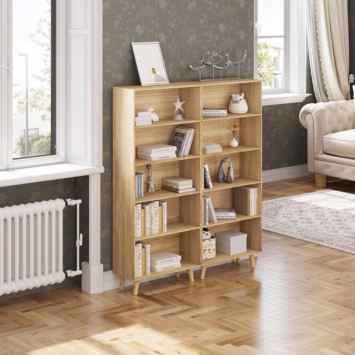 Bibliothèque pour Cuisine en Bois Marron H. 144 x l. 60 x P. 24 cm - 5