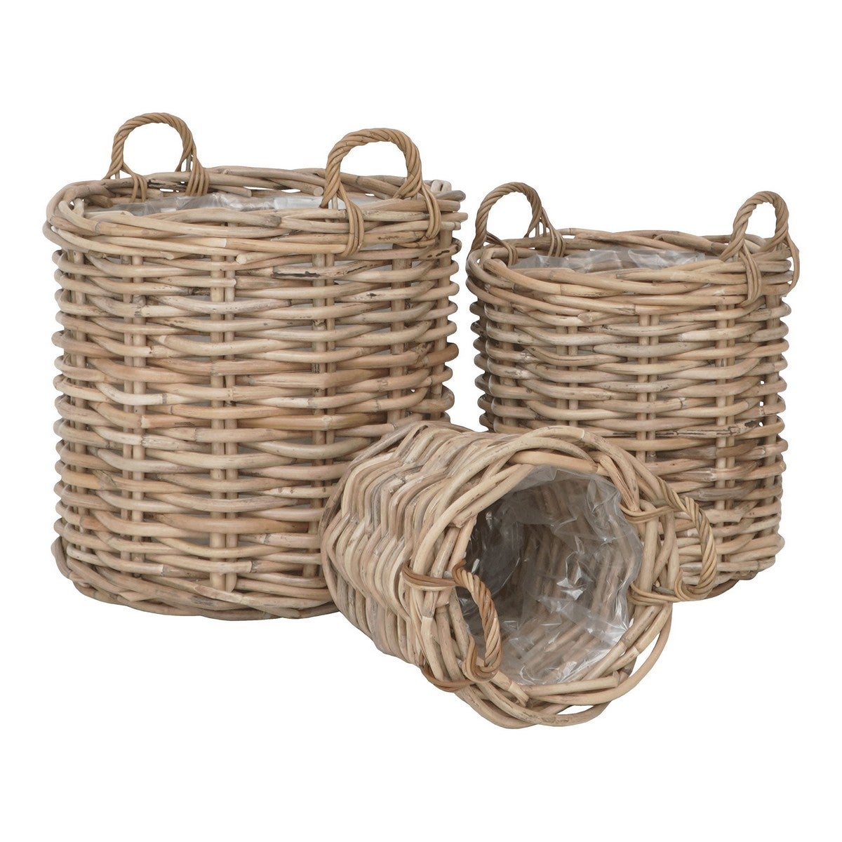 Zestaw 3 koszy do przechowywania Burton, Rattan, Brązowy, Seven Design