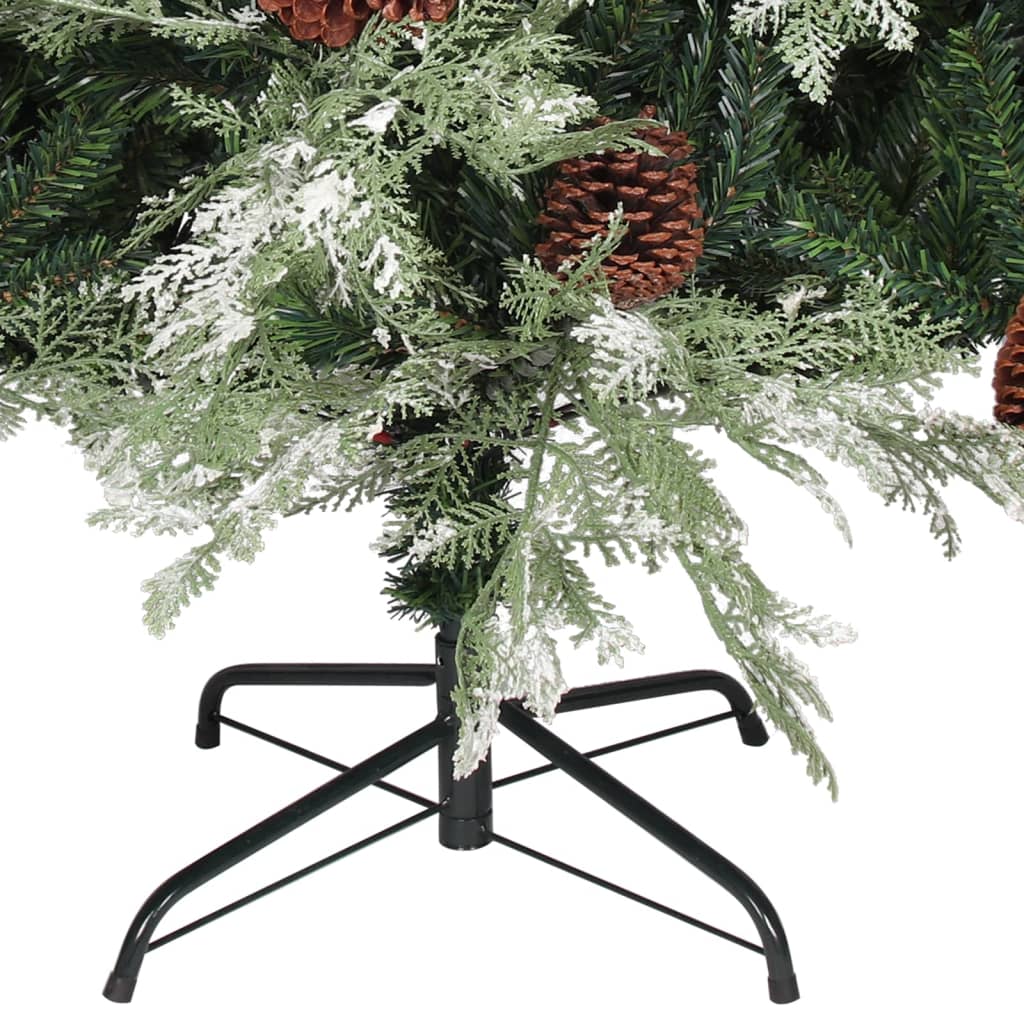 Sapin de Noël avec pommes de pin Vert et blanc 195 cm PVC et PE - 8