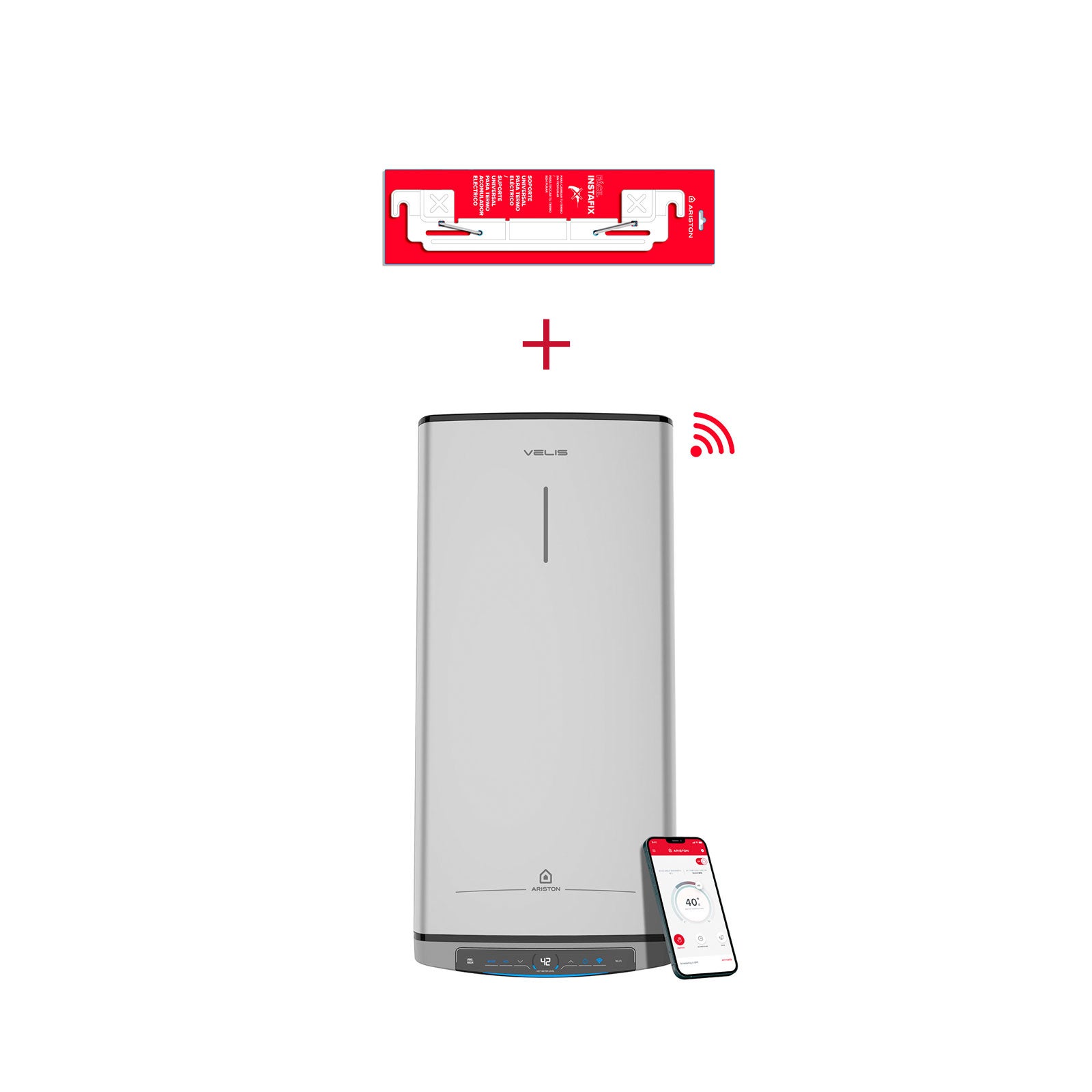 Ariston Termo Eléctrico Inteligente Velis Tech Dry 80L + Sorpote De Pared Instafix Vertical U Horizontal B - Imagen 3