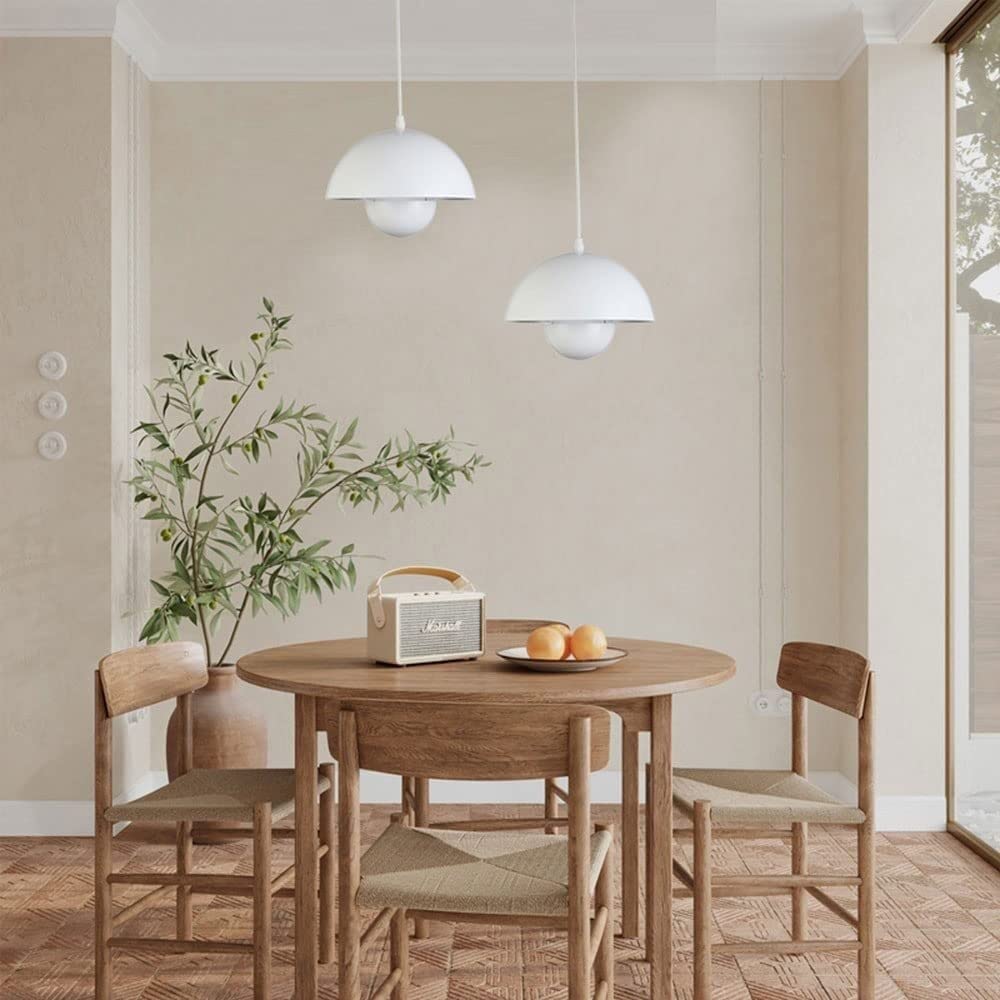 Lustre, suspension moderne, plafonnier suspendu avec ampoule, luminaires de décoration intérieure, lumière blanche, 23 cm (blanc) - 3