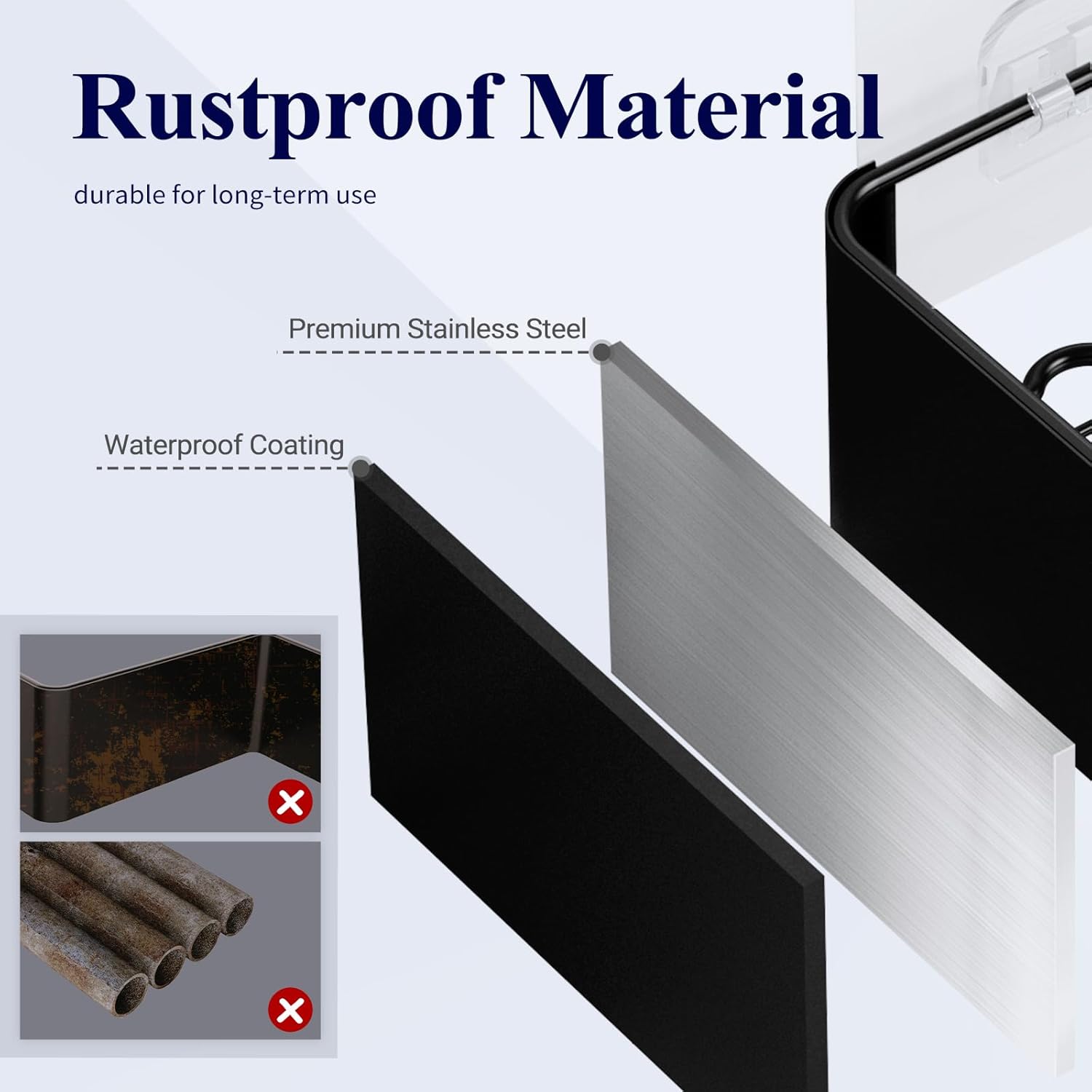 Étagère de douche 2 pièces organisateur de salle de bain antirouille, étagère de salle de bain sans perçage, support de shampoing durable - 3