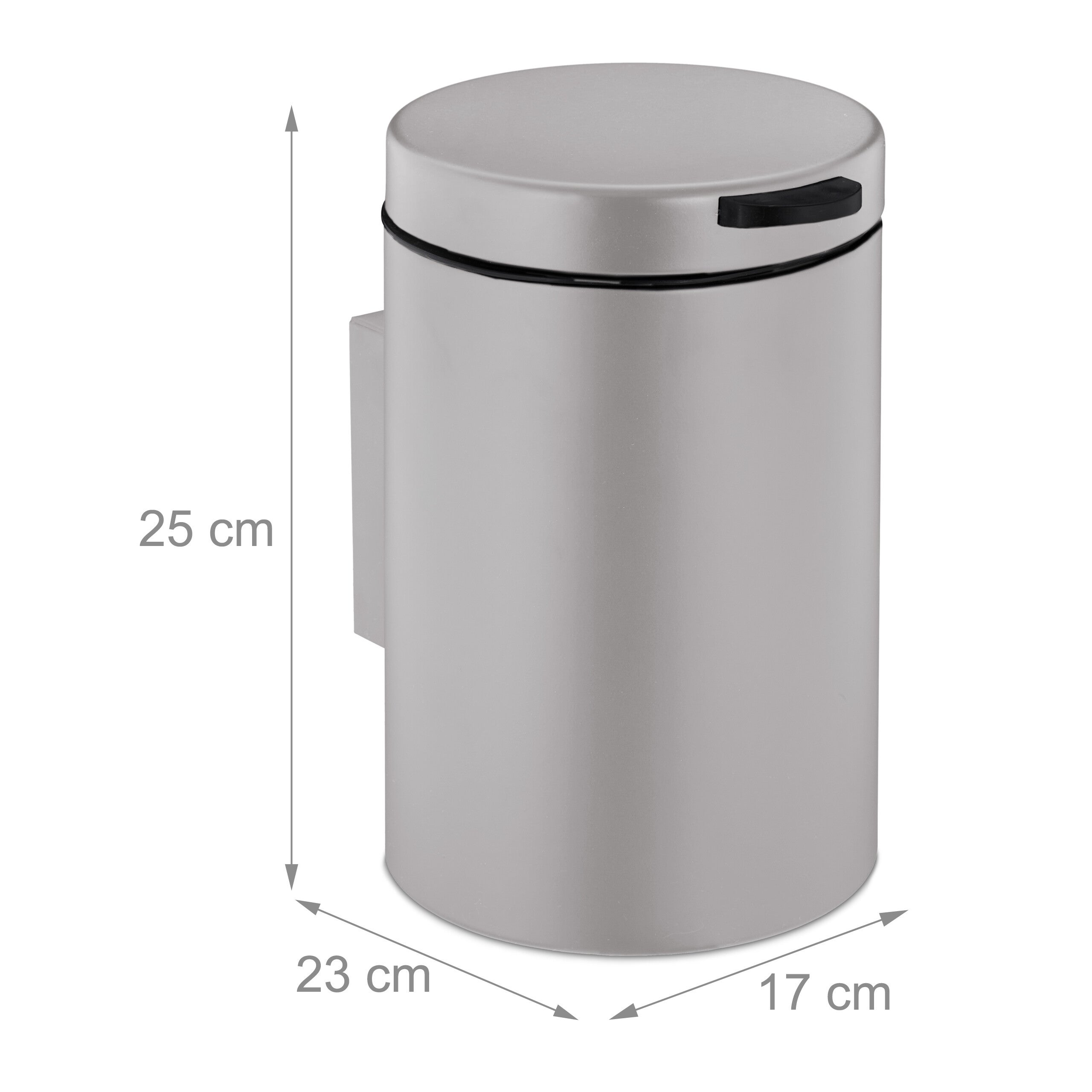 Relaxdays Cestino da Bagno da Muro, 3 L, Chiusura Automatica, Secchio Interno Estraibile, Bidone in Acciaio Inox, Beige - 4