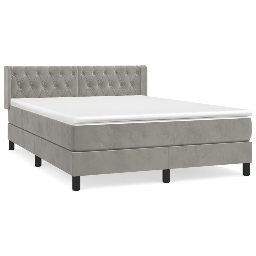 Cama box spring con colchón terciopelo gris claro 140x200 cm | Leroy Merlin