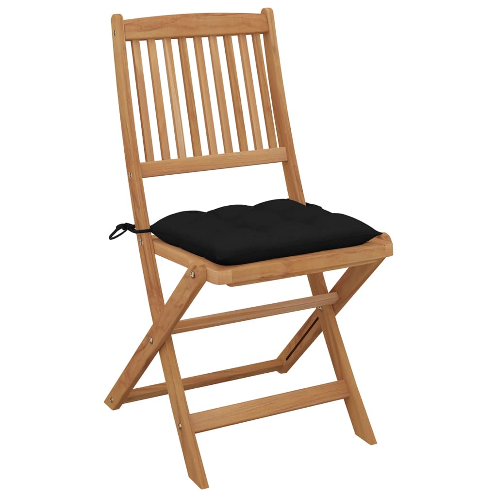 Chaises pliables de jardin 8 pcs avec coussins Bois d'acacia - 3