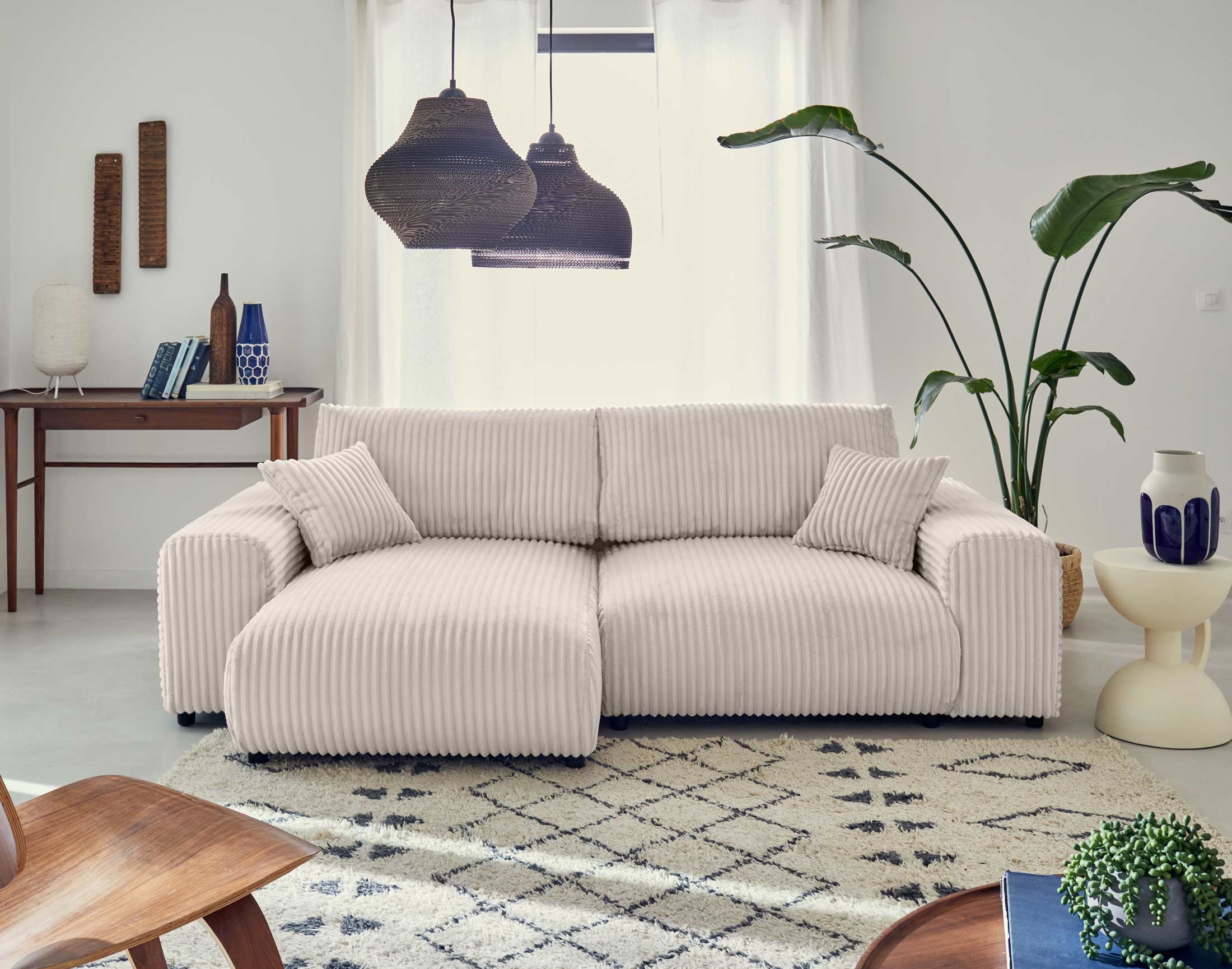 Garance - canapé d'angle réversible - 4 places - en velours côtelé