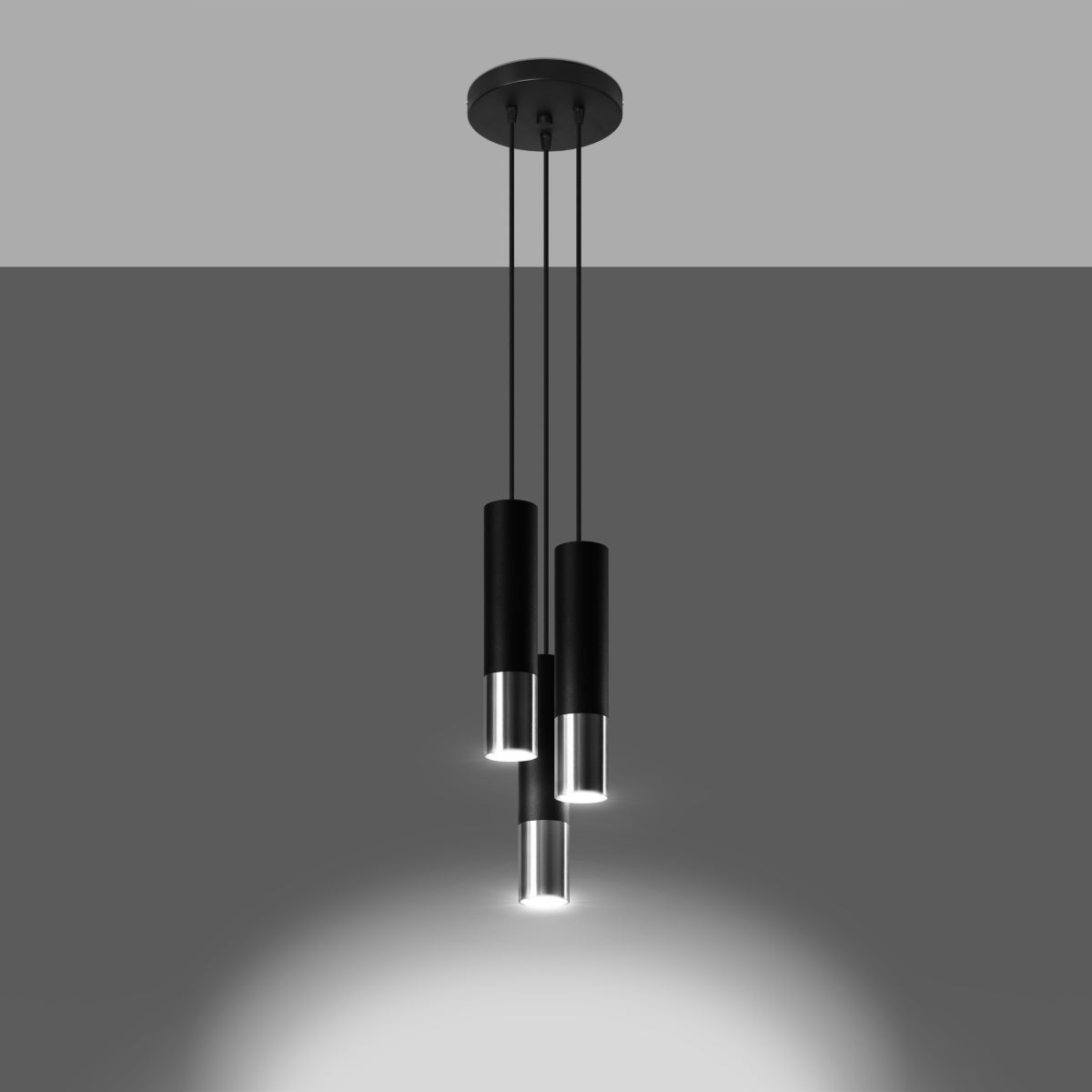 Lampa wisząca ZARPEX 3P czarny/chrom LED 3000K - 20x20x90cm Sollux