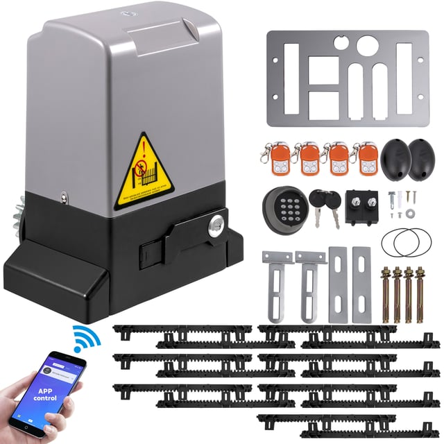 Ouvre-portail coulissant,SucceBuy 1800 kg 7 m,automatique avec 4 télécommandes et contrôle par application,moteur portail coulissant électrique