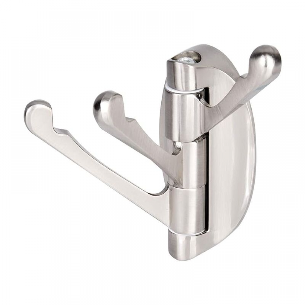 Uchwyt ścienny ze stali nierdzewnej, 3 składane ramiona, obrotowy o 180°, z haczykiem/linką/drążkiem na ręczniki (11,4 cm x 4 cm x 11 cm)