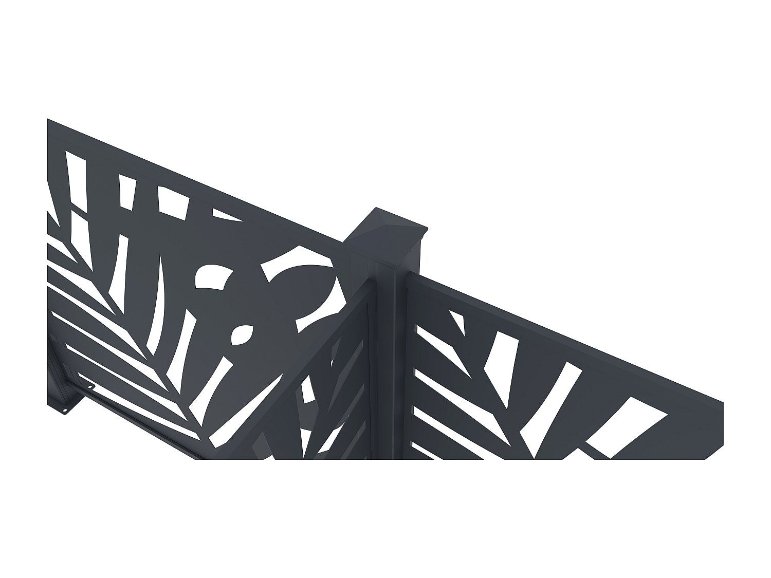 Clôture à poser en aluminium à motif tropical en découpe laser - Kit extension - H114 x L110 cm - Anthracite - TOGIRO - 5