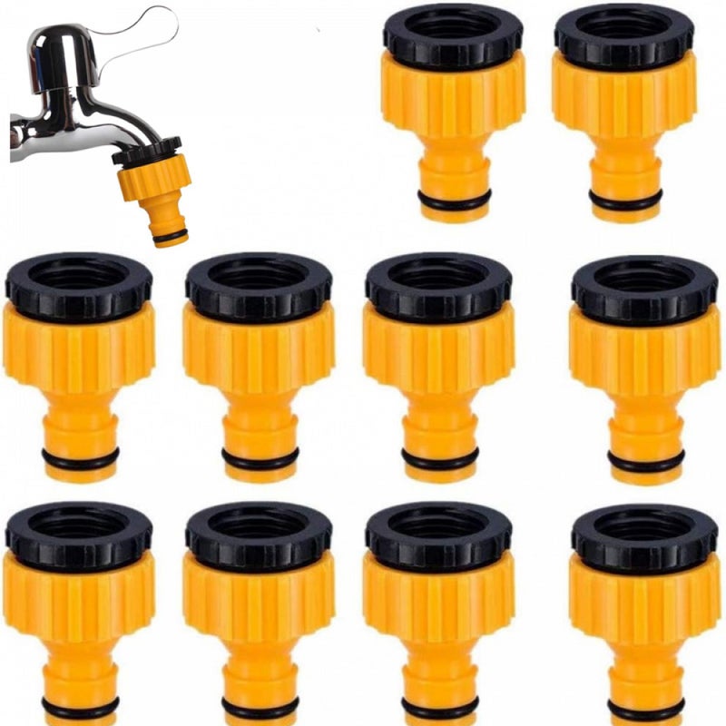 Zestaw 10 złączek gwintowanych do kranów - Złącze 2 w 1 BSP 1/2 cala - 3/4 cala - Pasuje do kranów gwintowanych