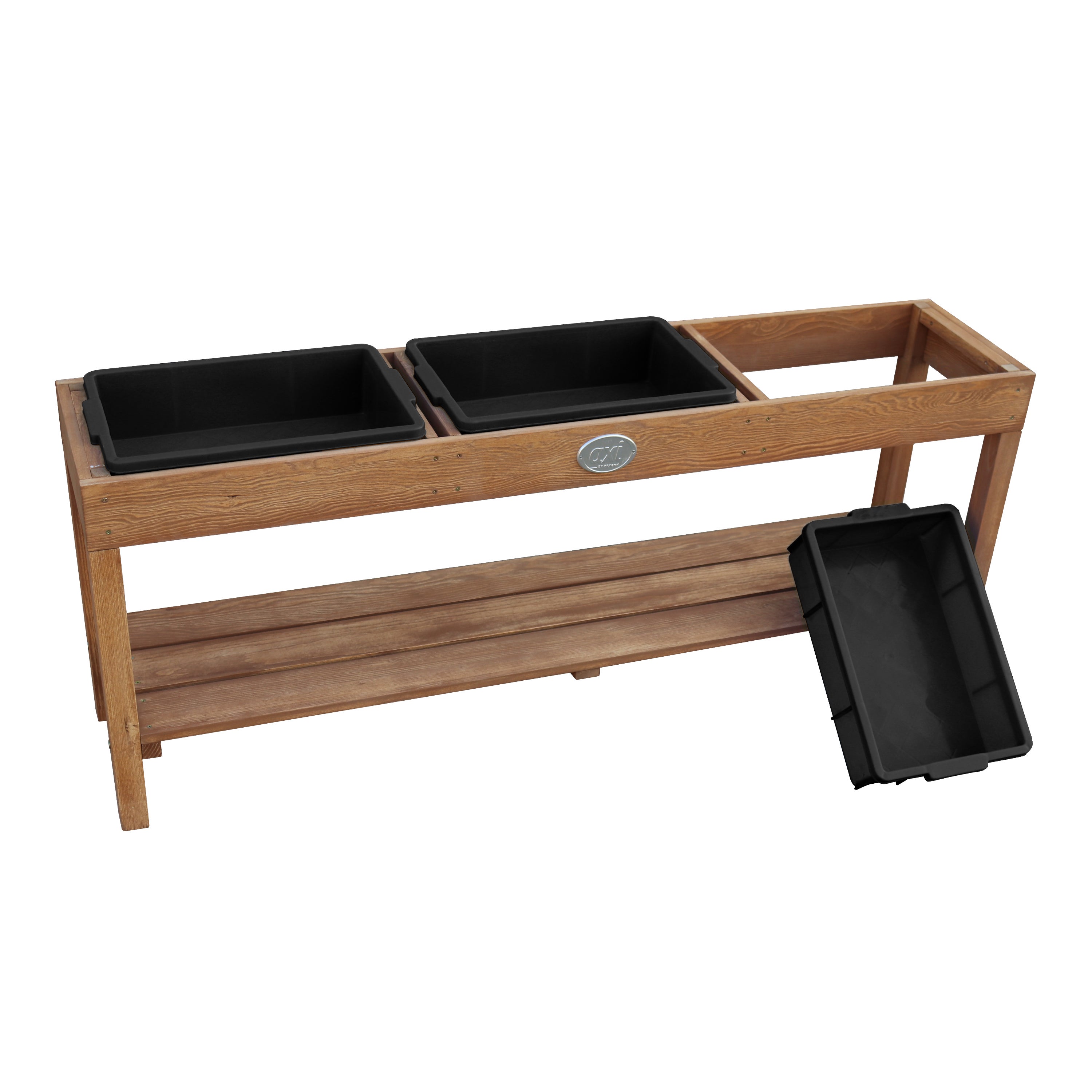 Axi Table À Sable Et Eau En Bois Brun Foncé - 124 X 50 Cm | Table D'Activité Avec 3 Récipients Et Une Étagère - 4