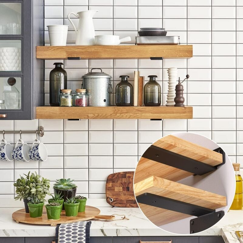 Support d'étagère murale, 2 pièces, support robuste de 15 cm, épaisseur de 5 mm, support d'étagère noir - 2