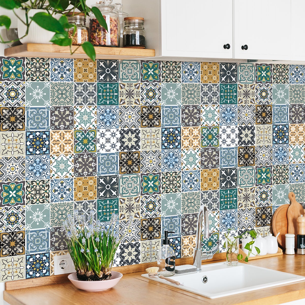 30 vinilo baldosas azulejos pantelaria - adhesivo de pared - revestimiento sticker mural decorativo - 30stickers10x10cm