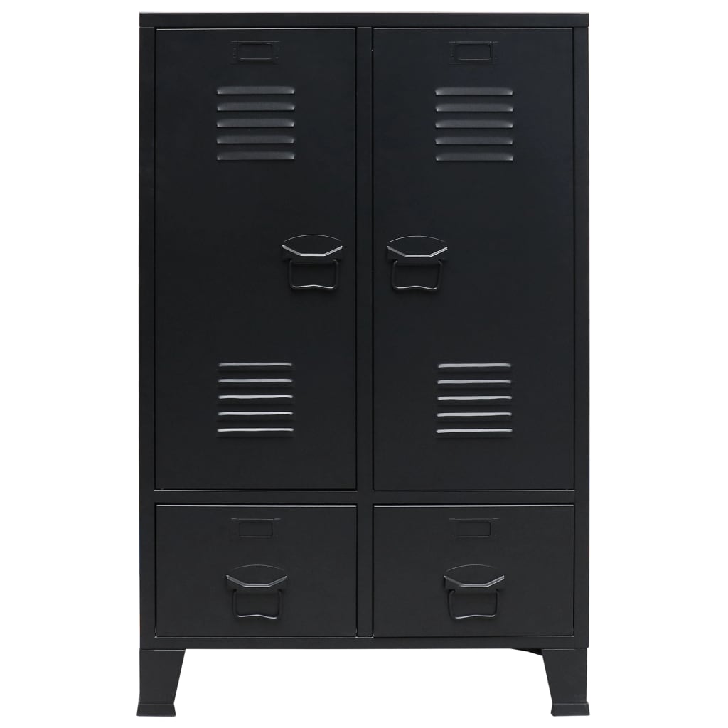 Armadio Guardaroba In Metallo In Stile Industriale 67x35x107 Cm Nero armadio-guardaroba-in-metallo-in-stile-industriale-67x35x107-cm-nero