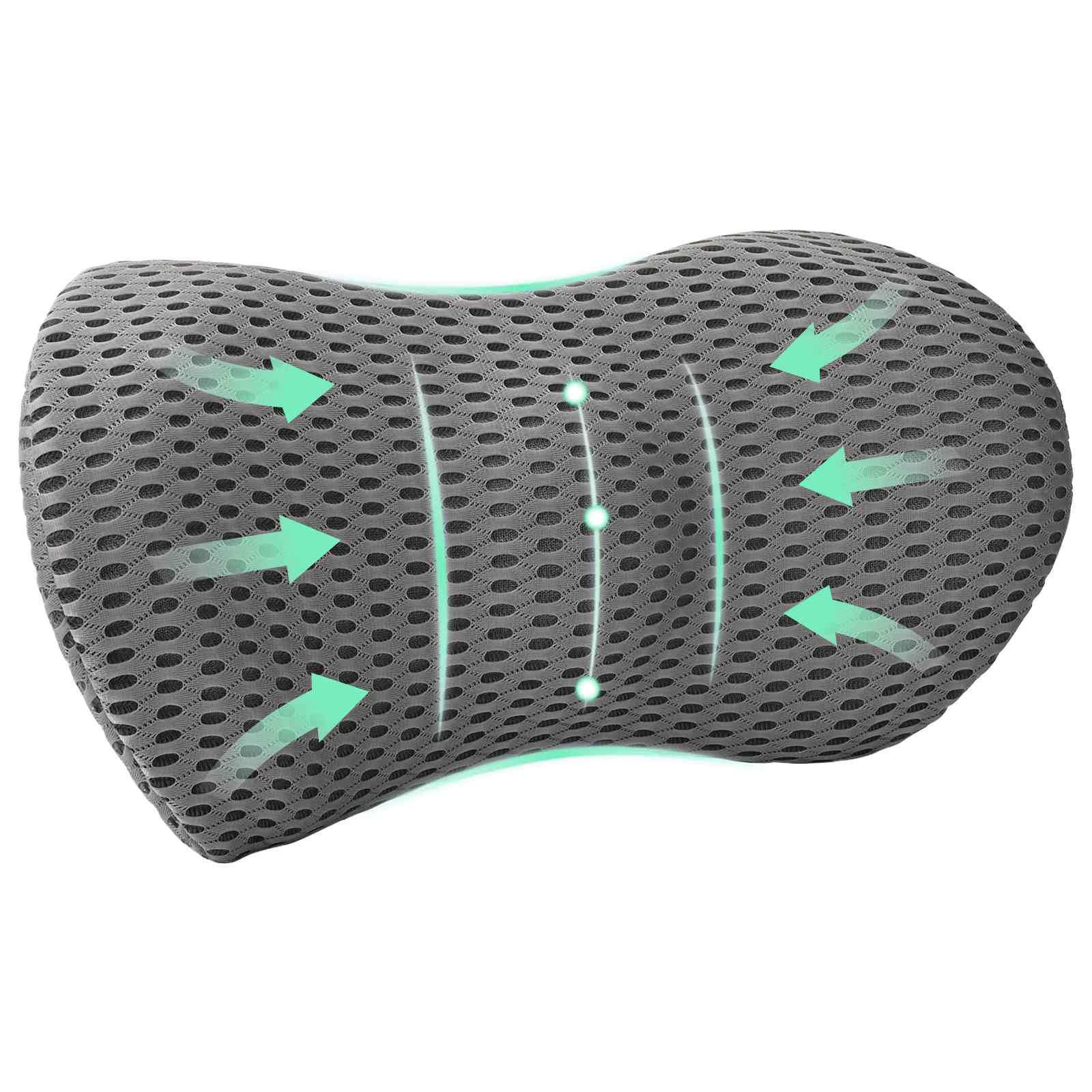 Coussin dorsal en mousse à mémoire de forme gris, 47,5 × 23 × 12 cm - 2